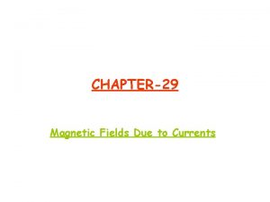 CHAPTER29 Magnetic Fields Due to Currents Ch 29