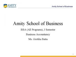 Amity School of Business BBA All Programs I