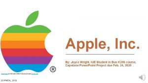 Apple Inc By Joyce Wright IUE Student in