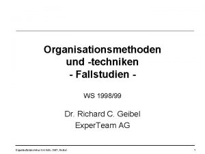 Organisationsmethoden und techniken Fallstudien WS 199899 Dr Richard