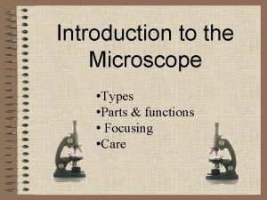 Introduction to the Microscope Types Parts functions Focusing