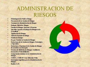 ADMINISTRACION DE RIESGOS Etimologa de la Palabra Riesgo