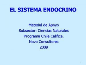 EL SISTEMA ENDOCRINO Material de Apoyo Subsector Ciencias