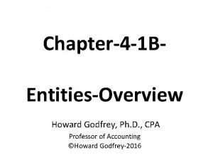Chapter4 1 BEntitiesOverview Howard Godfrey Ph D CPA