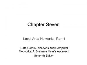 Chapter Seven Local Area Networks Part 1 Data