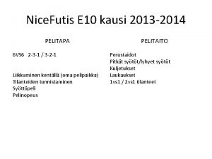 Nice Futis E 10 kausi 2013 2014 PELITAPA