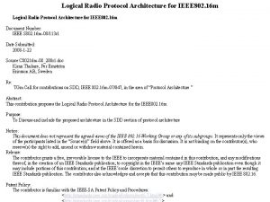 Logical Radio Protocol Architecture for IEEE 802 16