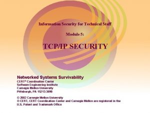 Information Security for Technical Staff Module 5 TCPIP