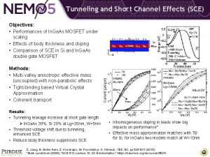 Tunneling and Short Channel Effects SCE Methods Multivalley