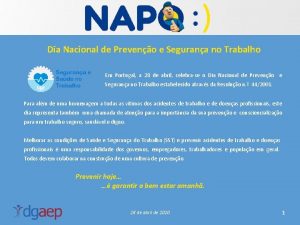 Dia Nacional de Preveno e Segurana no Trabalho