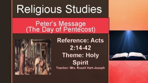 Religious Studies Peters Message The Day of Pentecost