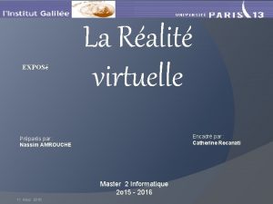 EXPOS La Ralit virtuelle Encadr par Catherine Recanati