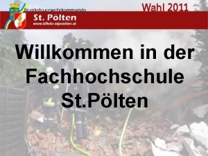 Willkommen in der Fachhochschule St Plten Wahl Raumaufteilung