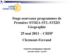 Stage nouveaux programmes de Premire STD 2 ASTLSTI