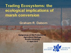 Trading Ecosystems the ecological implications of marsh conversion