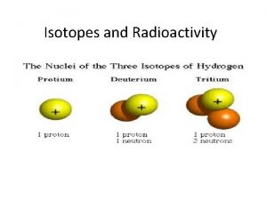 Isotopes and Radioactivity Isotopes Isotopes are atoms of