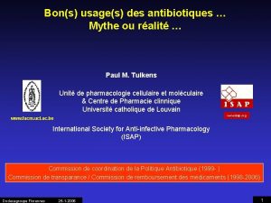 Bons usages des antibiotiques Mythe ou ralit Paul