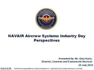 NAVAIR Aircrew Systems Industry Day Perspectives Presented by