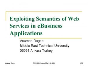 Exploiting Semantics of Web Services in e Business