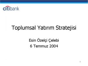 Toplumsal Yatrm Stratejisi Esin zeli elebi 6 Temmuz