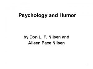 Psychology and Humor by Don L F Nilsen