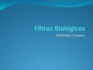 Filtros Biolgicos Prof Fbio Orssatto Filtros biolgicos O