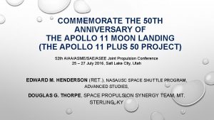 COMMEMORATE THE 50 TH ANNIVERSARY OF THE APOLLO