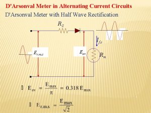 DArsonval Meter in Alternating Current Circuits DArsonval Meter