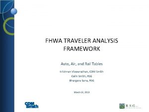 FHWA TRAVELER ANALYSIS FRAMEWORK Auto Air and Rail