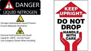 DANGER LIQUID NITROGEN Nitrogen Asphyxiation Hazard Present Ensure
