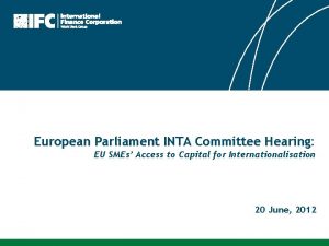 European Parliament INTA Committee Hearing EU SMEs Access