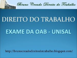 DIREITO DO TRABALHO EXAME DA OAB UNISAL http