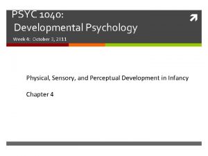 PSYC 1040 Developmental Psychology Week 4 October 3