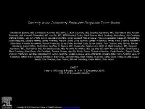 Diversity in the Pulmonary Embolism Response Team Model