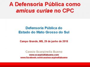 A Defensoria Pblica como amicus curiae no CPC