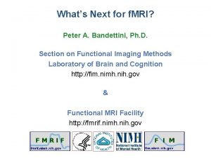 Whats Next for f MRI Peter A Bandettini