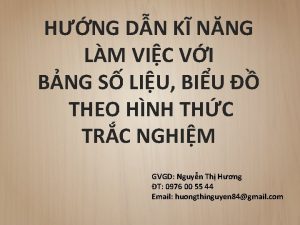 HNG DN K NNG LM VIC VI BNG