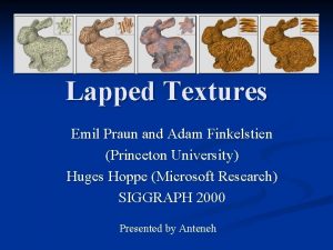 Lapped Textures Emil Praun and Adam Finkelstien Princeton