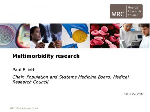 Multimorbidity research Paul Elliott Chair Population and Systems