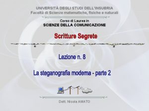 UNIVERSIT DEGLI STUDI DELLINSUBRIA Facolt di Scienze matematiche