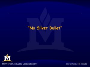 No Silver Bullet No Silver Bullet No Silver