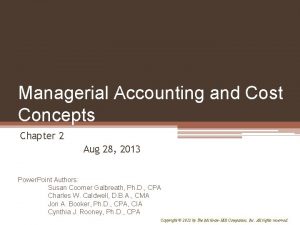 Managerial Accounting and Cost Concepts Chapter 2 Aug