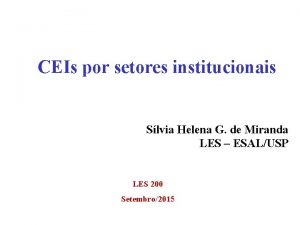 CEIs por setores institucionais Slvia Helena G de