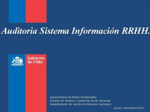 Auditoria Sistema Informacin RRHH Subsecretara de Redes Asistenciales