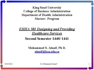 King Saud University College of Business Administration Department