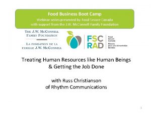 Food Business Boot Camp Webinar series presented by