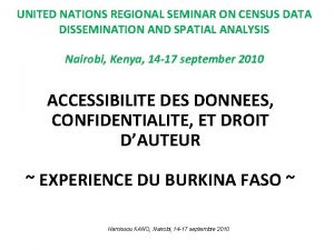 UNITED NATIONS REGIONAL SEMINAR ON CENSUS DATA DISSEMINATION