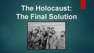 The Holocaust The Final Solution The Final Solution