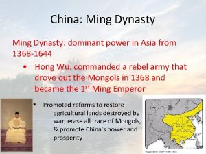 China Ming Dynasty dominant power in Asia from