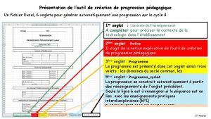 Prsentation de loutil de cration de progression pdagogique